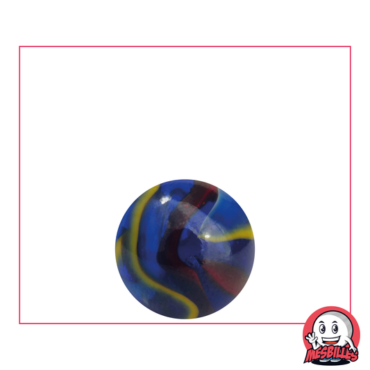 Biglia Michelangelo 16 mm in vetro blu, con striature rosse, bianche e gialle - MieiBiglie