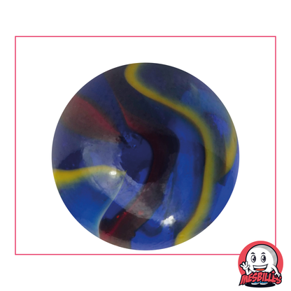 Biglia Michelangelo 42 mm in vetro blu, con striature rosse, bianche e gialle - MieiBiglie