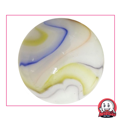Biglia Multi-chiffonnade 50 mm tipo porcellana antica, strisce colorate, biglia molto grande