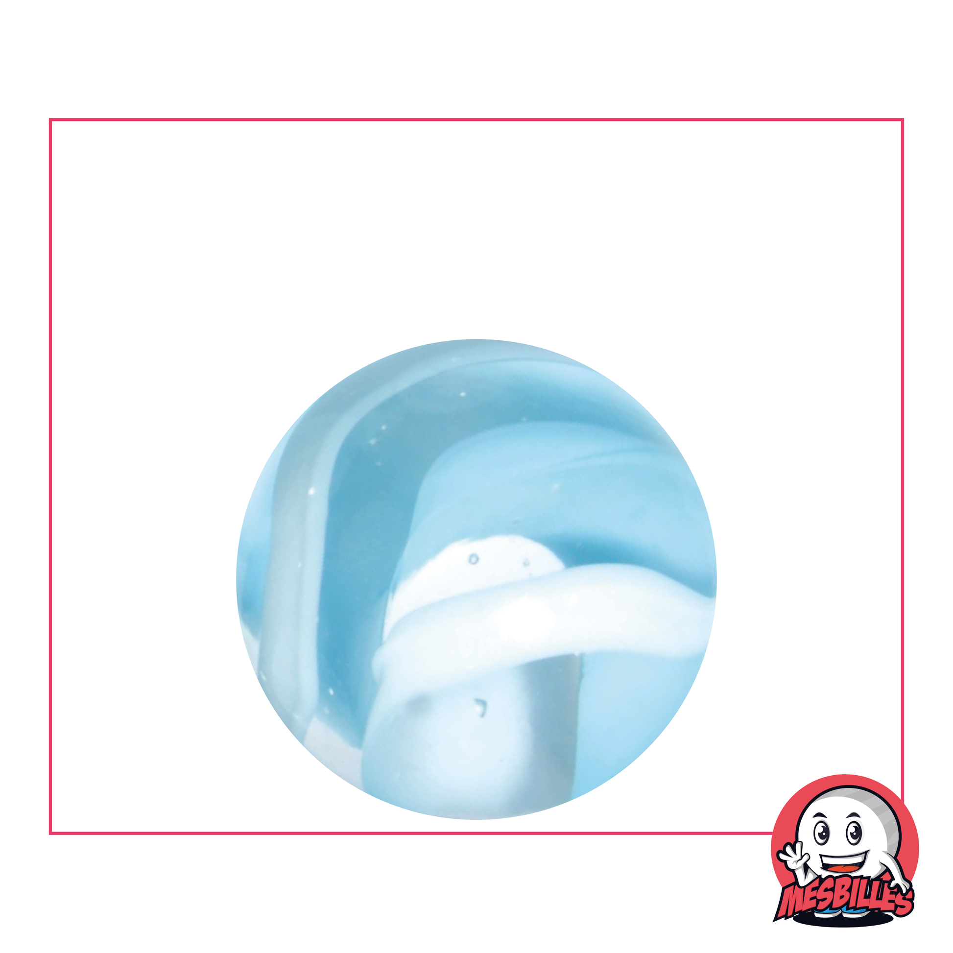 Biglia Neige da 25 mm, biglia traslucida con tracce di azzurro per una collezione invernale unica