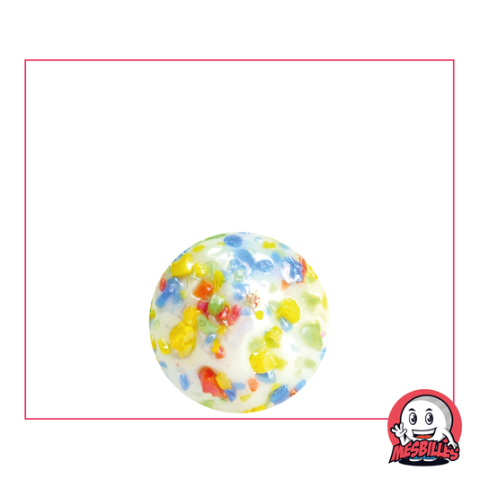 Biglia 16 mm bianca opaca ricoperta di frammenti multicolori - MieiBiglie