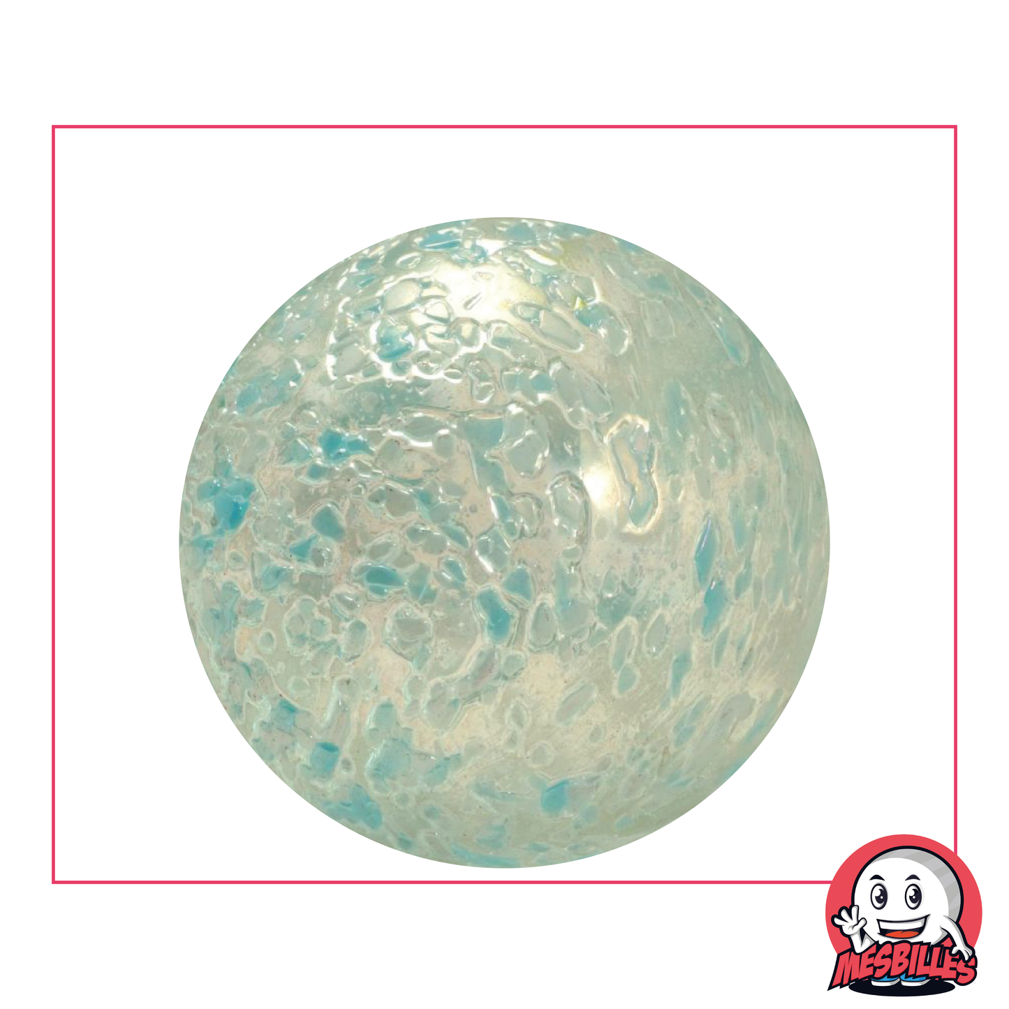 Biglia Pepita 42 mm vetro traslucido ricoperto di frammenti blu - MieiBiglie
