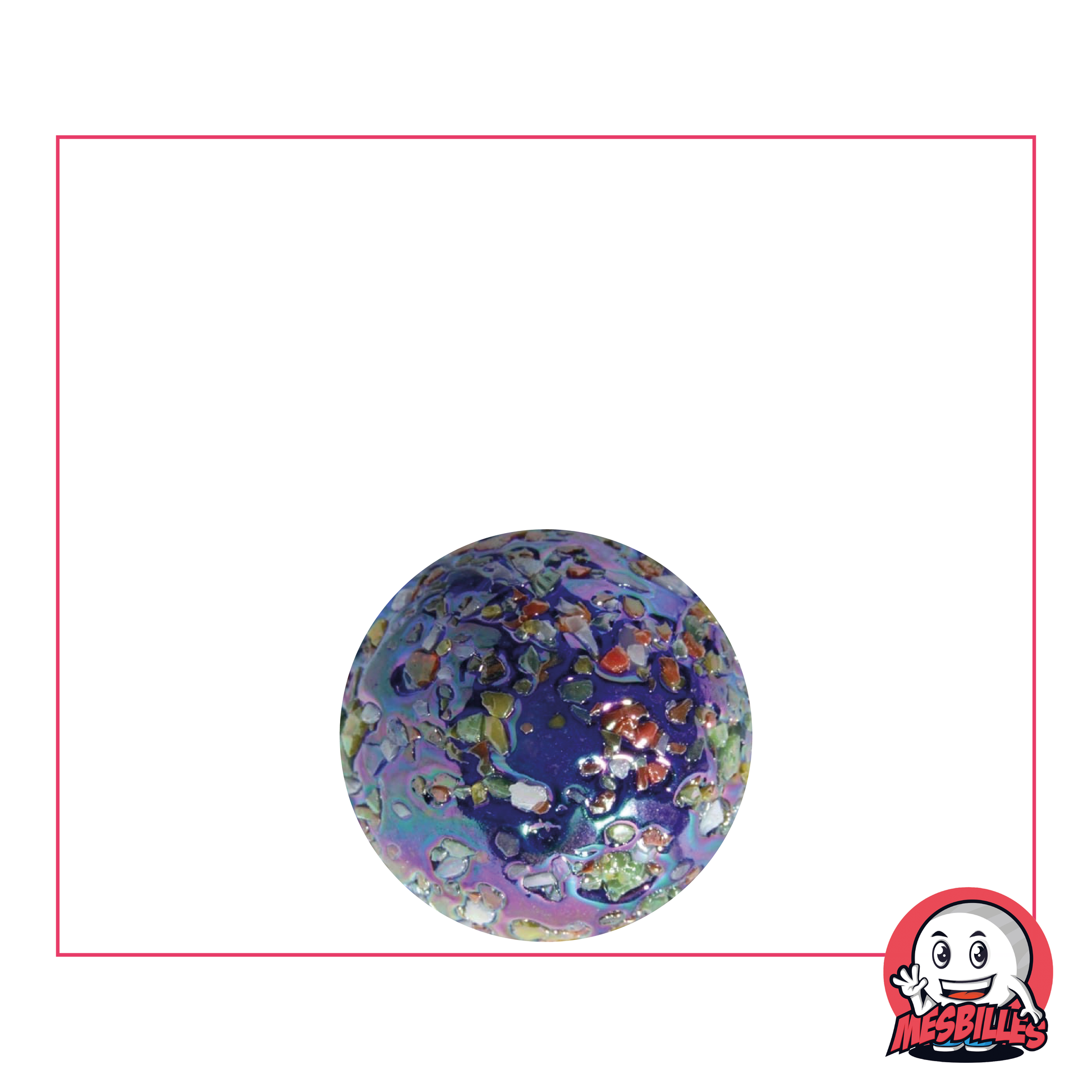 1 Biglia Pepita Stella 42 mm colore blu scuro ricoperta di scaglie colorate, biglia di dimensioni Baleina