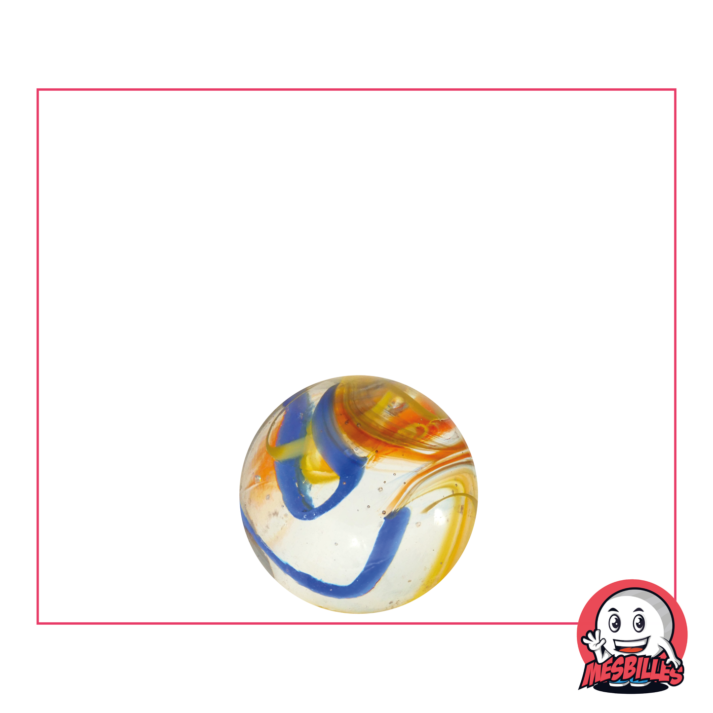 Biglia Perroquet 14 mm - Fusione colorata di rosso, giallo e blu in vetro trasparente