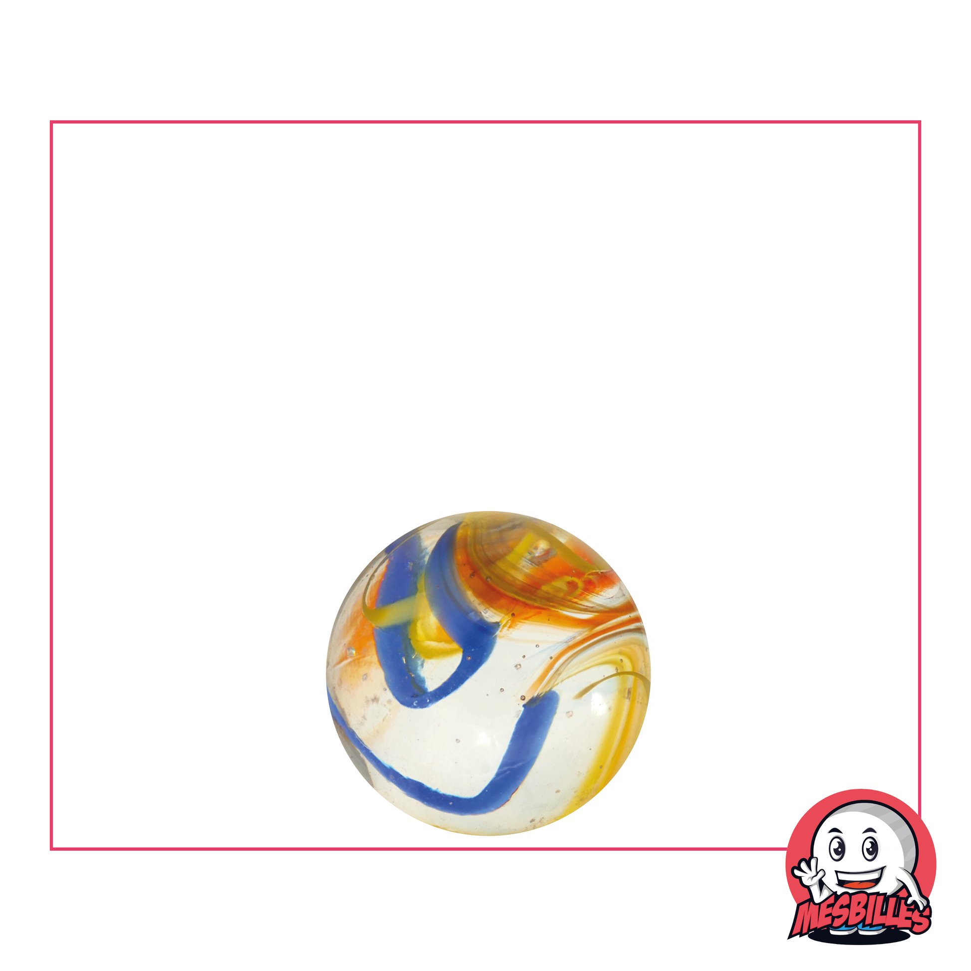 Biglia Perroquet 14 mm - Fusione colorata di rosso, giallo e blu in vetro trasparente