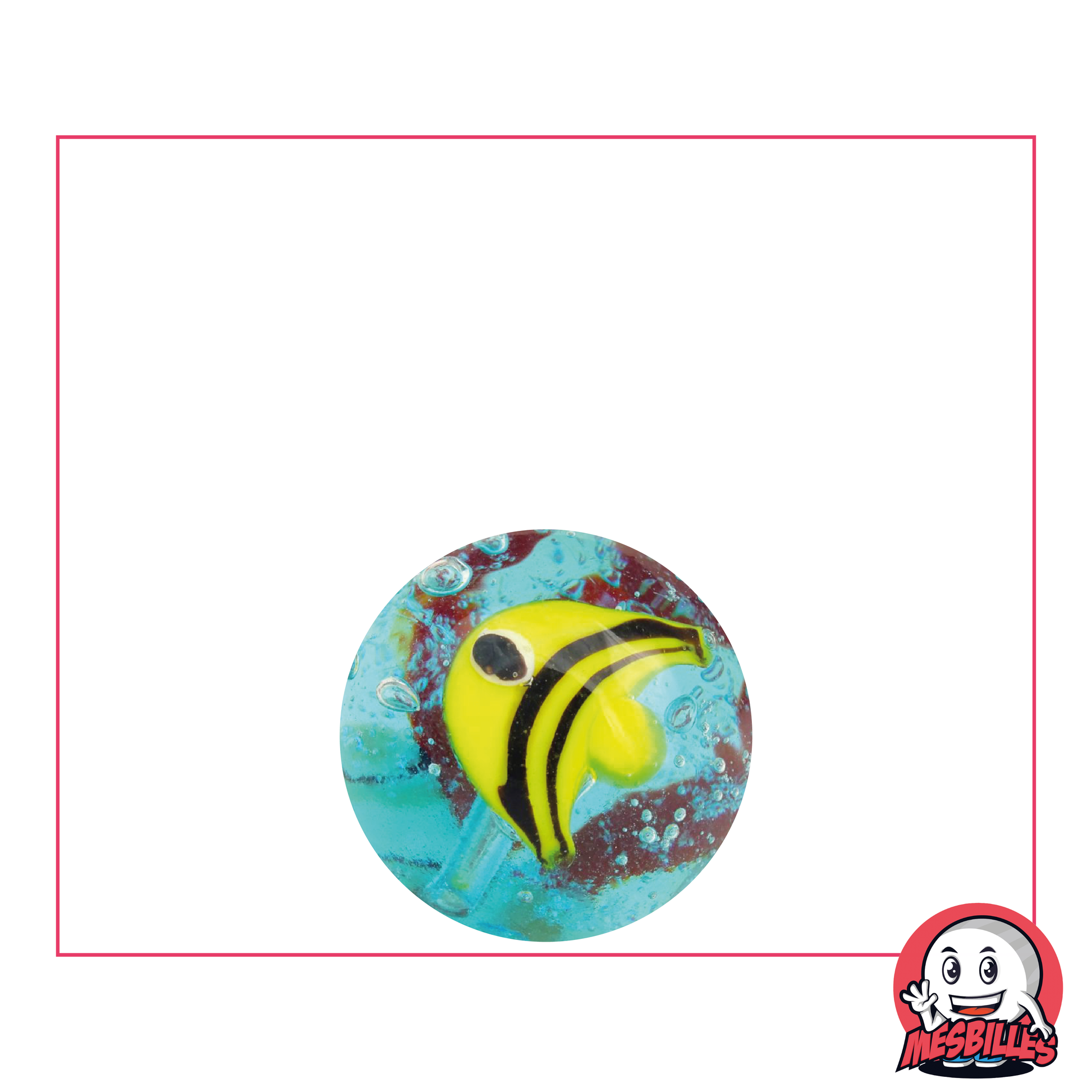 Biglia Art Pesce Giallo 16 mm di alta qualità, in vetro traslucido con disegno di un pesce giallo