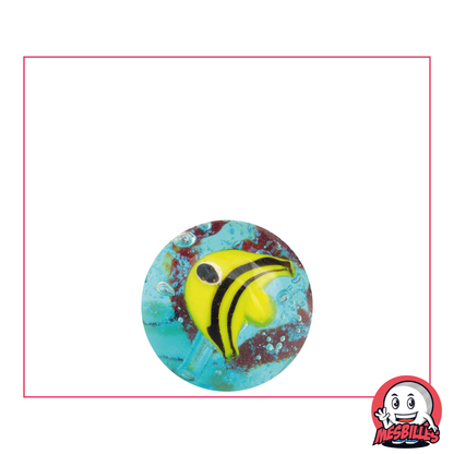 Biglia Art Pesce Giallo 16 mm di alta qualità, in vetro traslucido con disegno di un pesce giallo