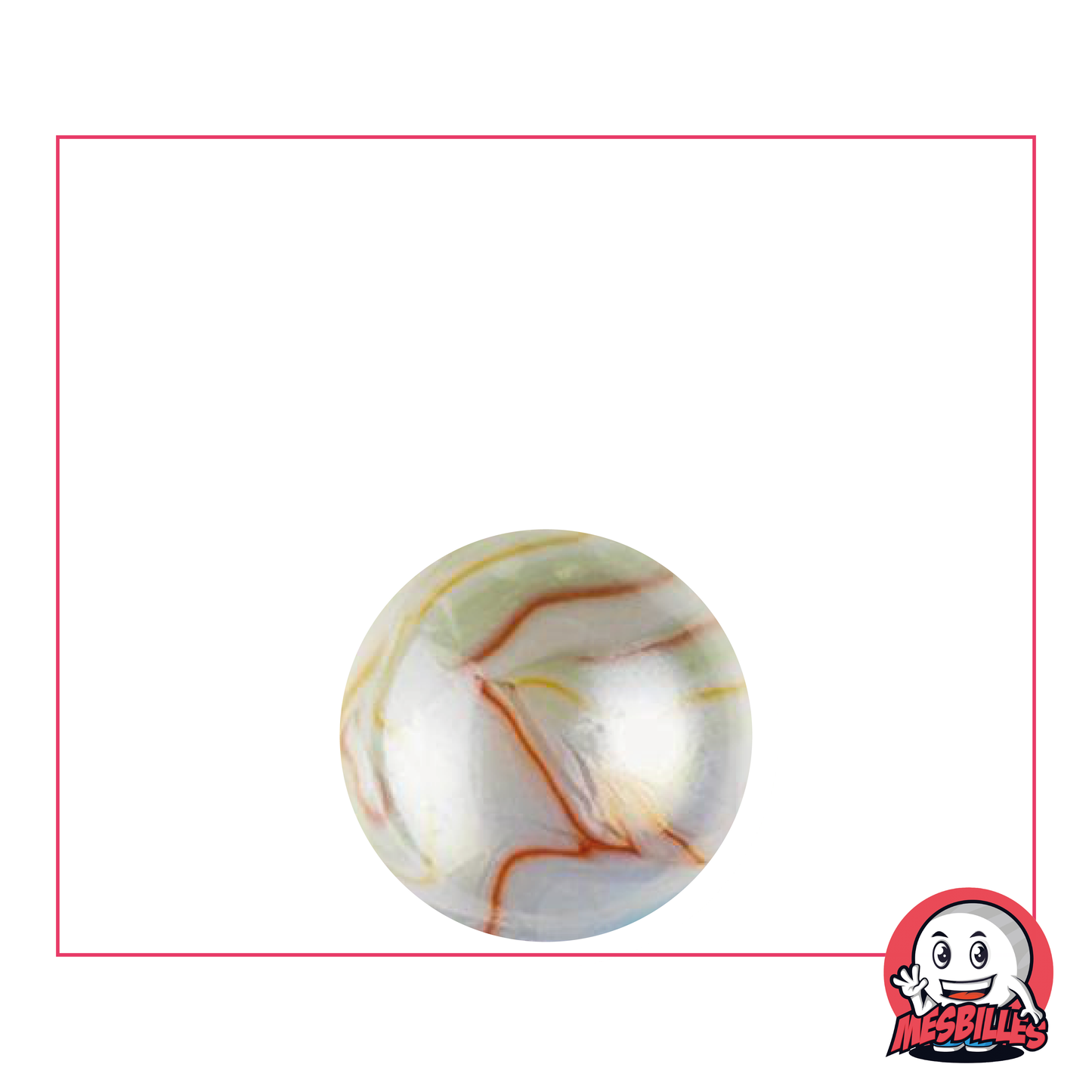 Biglia Preziosa da 16 mm, biglia in vetro bianco opaco ricoperta da onde multicolori brillanti