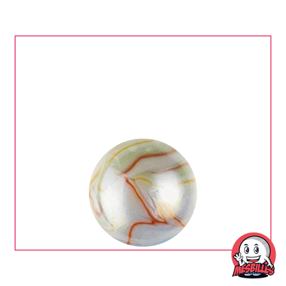 Biglia Preziosa da 16 mm, biglia in vetro bianco opaco ricoperta da onde multicolori brillanti