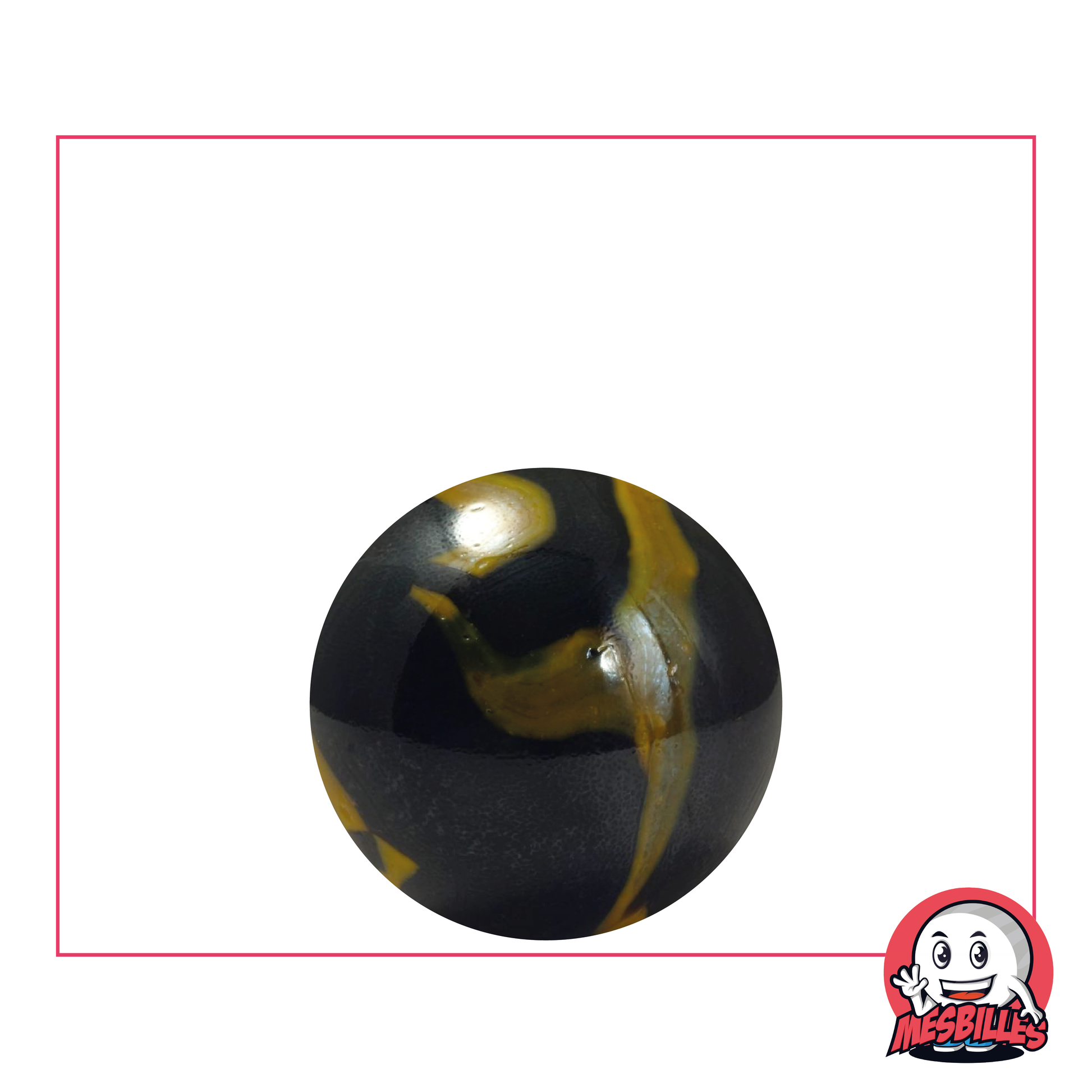 Biglia sotterranea 22 mm - Aspetto porcellana nera brillante con tocchi gialli, per uno stile misterioso