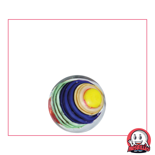 Biglia Art Spiralo 16 mm in vetro traslucido riempita con strati di colori tra cui uno blu intenso