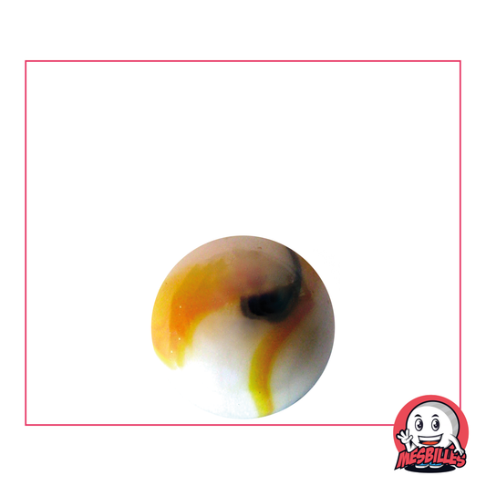 Biglia Tigre Gialla Opaca di colore Bianco striato di Giallo e Marrone da 16 mm - MieiBiglie