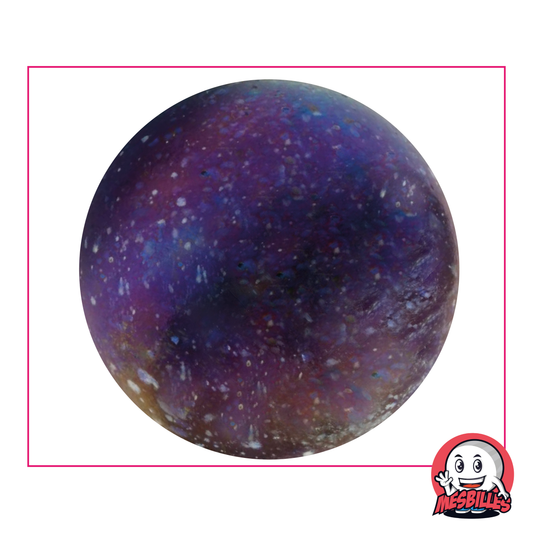 Biglia Universo 50 mm in vetro nero ricoperta di macchie colorate, biglia grande di dimensioni molto grandi